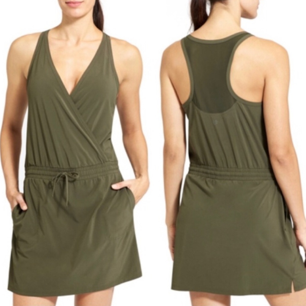 Athleta Green Romper Take a Hike Sleeveless Romper